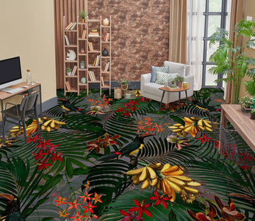 3D Flower Bush Leaves 10004 Uta Naumann Floor Mural
