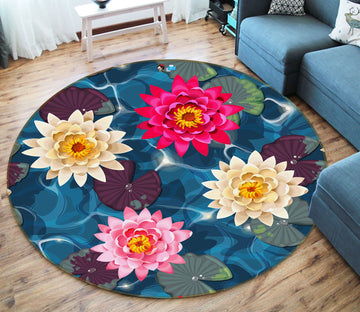 3D Flowers 69229 Round Non Slip Rug Mat