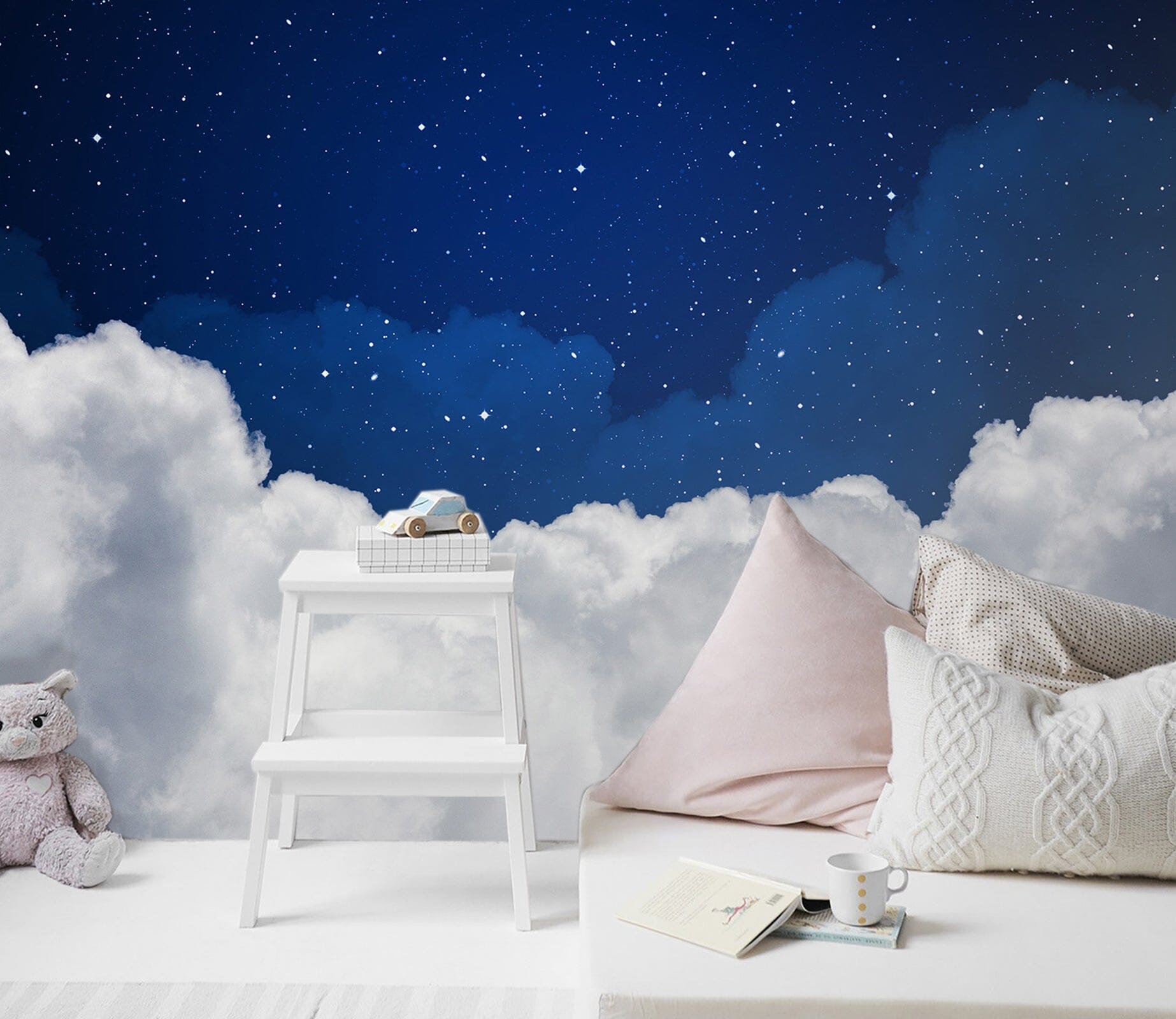 3D White Clouds Night Sky 002 Wall Murals Wallpaper AJ Wallpaper 2 