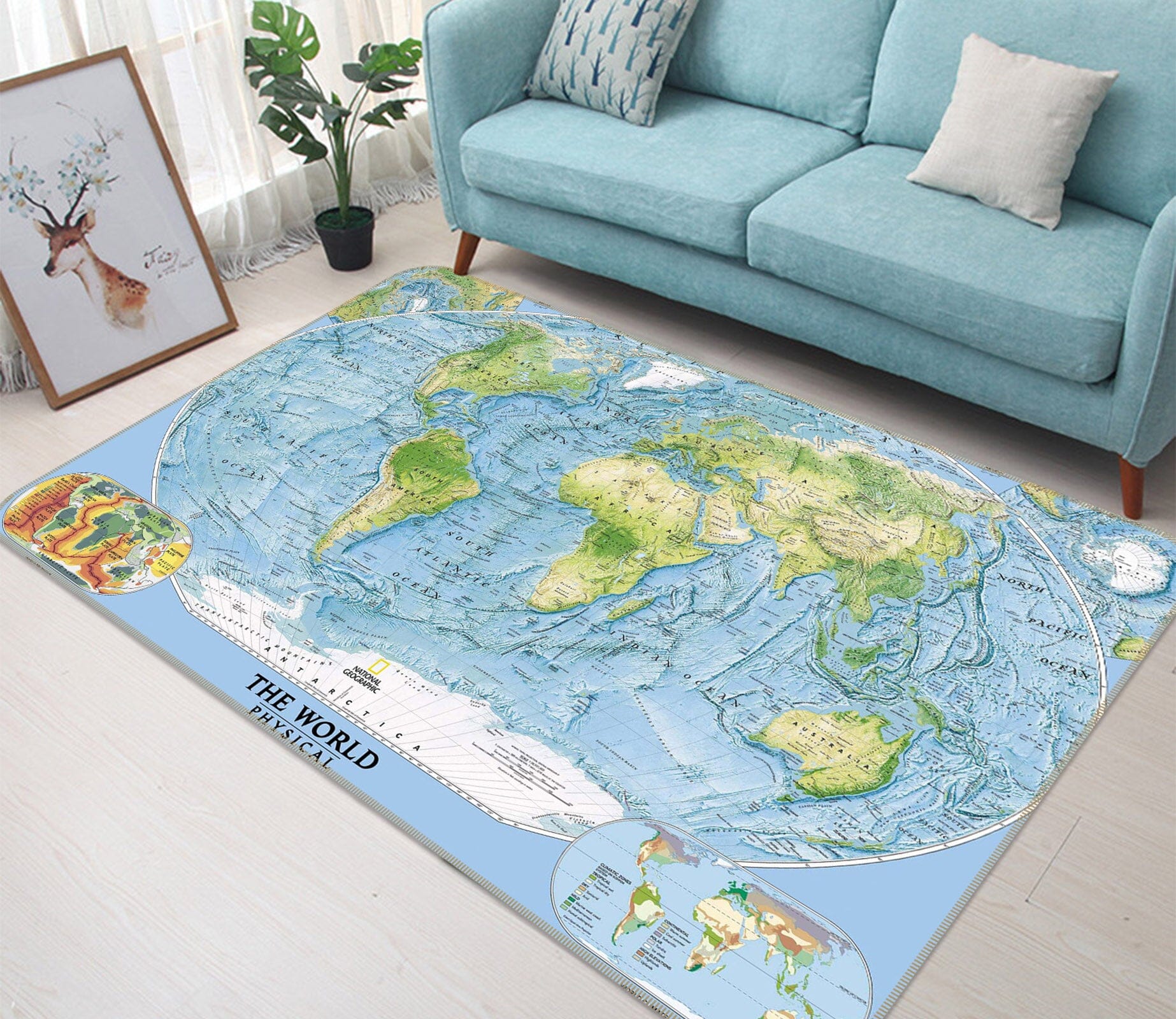 3D Sea Island 324 World Map Non Slip Rug Mat Mat AJ Creativity Home 