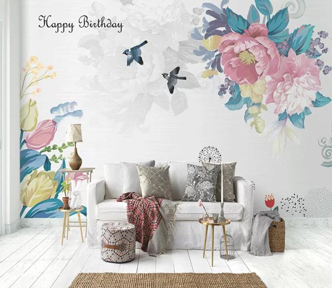 3D Flower Bird 1335 Wall Murals Wallpaper AJ Wallpaper 2 