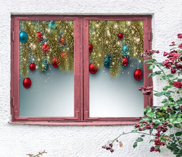 3D Red Blue Balls 43140 Christmas Window Film Print Sticker Cling Stained Glass Xmas