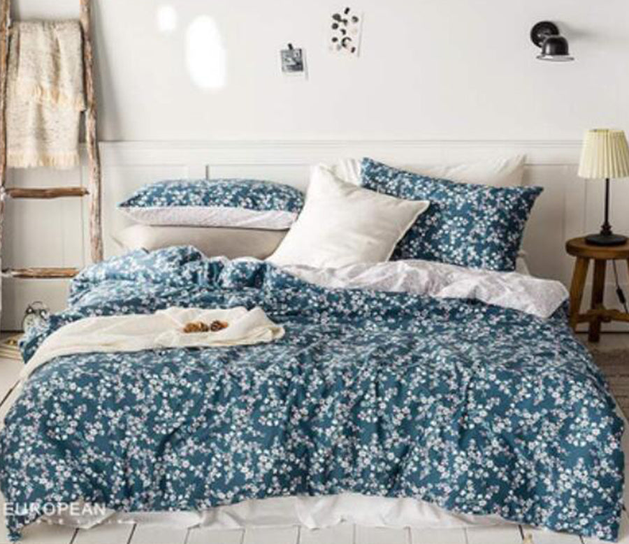 3D Blue Floral 16030 Bed Pillowcases Quilt
