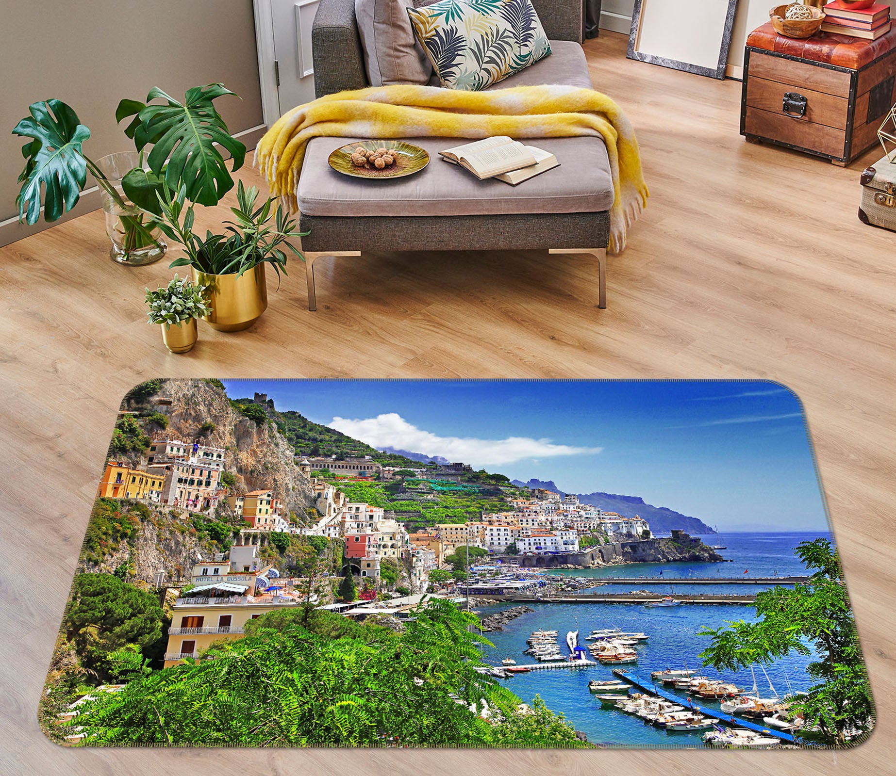 3D Seaside Houses 36056 Non Slip Rug Mat