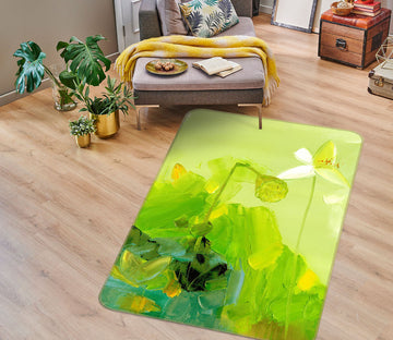 3D Flowers Green 32173 Non Slip Rug Mat