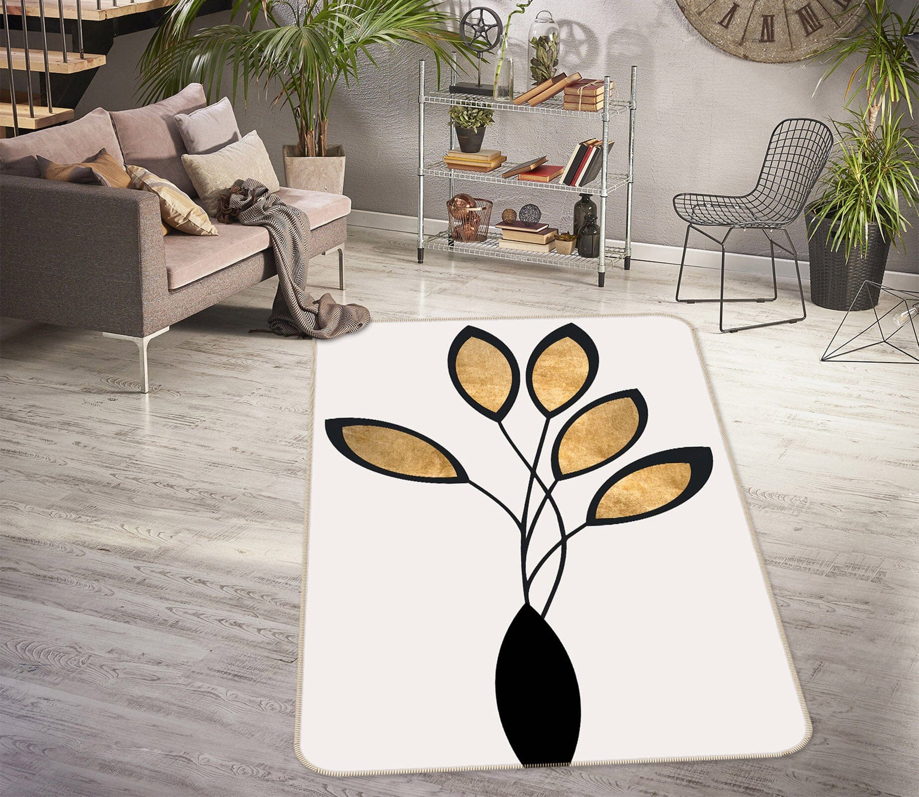 3D Golden Leaves 1024 Boris Draschoff Rug Non Slip Rug Mat Mat AJ Creativity Home 
