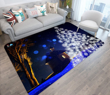 3D Snowflake Tree 65207 Christmas Non Slip Rug Mat Xmas