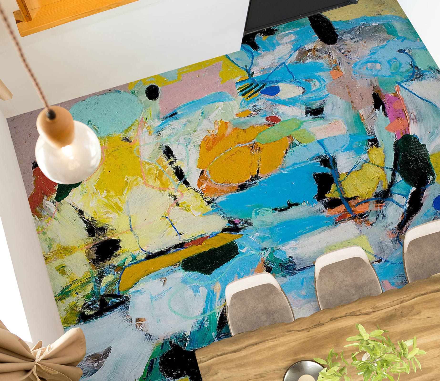 3D Blue Color Brush Paint 9550 Allan P. Friedlander Floor Mural