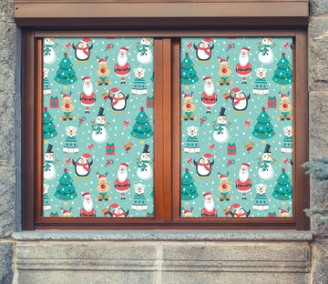 3D Santa Snowman 43024 Christmas Window Film Print Sticker Cling Stained Glass Xmas