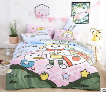 3D Cartoon Duck Girl 50081 Bed Pillowcases Quilt