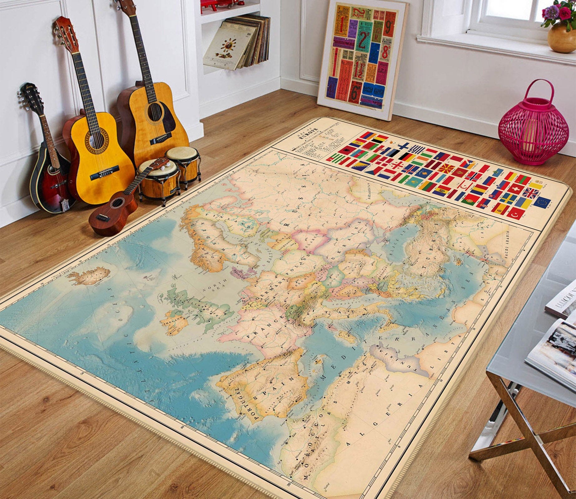 3D Vast Land 2007 World Map Non Slip Rug Mat Mat AJ Creativity Home 