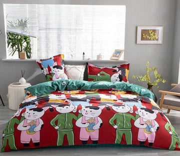 3D Anthropomorphic Cat 3064 Bed Pillowcases Quilt