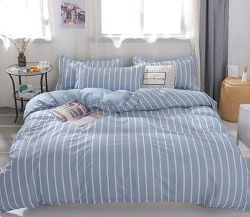 3D Gray Vertical Stripes 12090 Bed Pillowcases Quilt