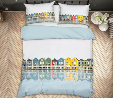 3D Coloured Houses 023 Marco Carmassi Bedding Bed Pillowcases Quilt