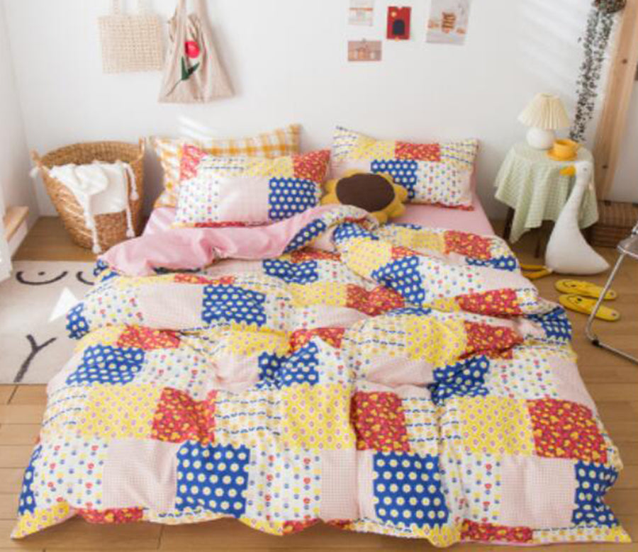 3D Colored Square 40209 Bed Pillowcases Quilt