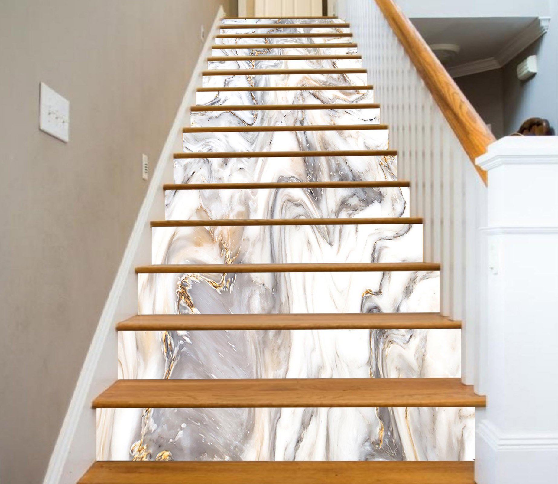 3D Alpine River 621 Marble Tile Texture Stair Risers Wallpaper AJ Wallpaper 