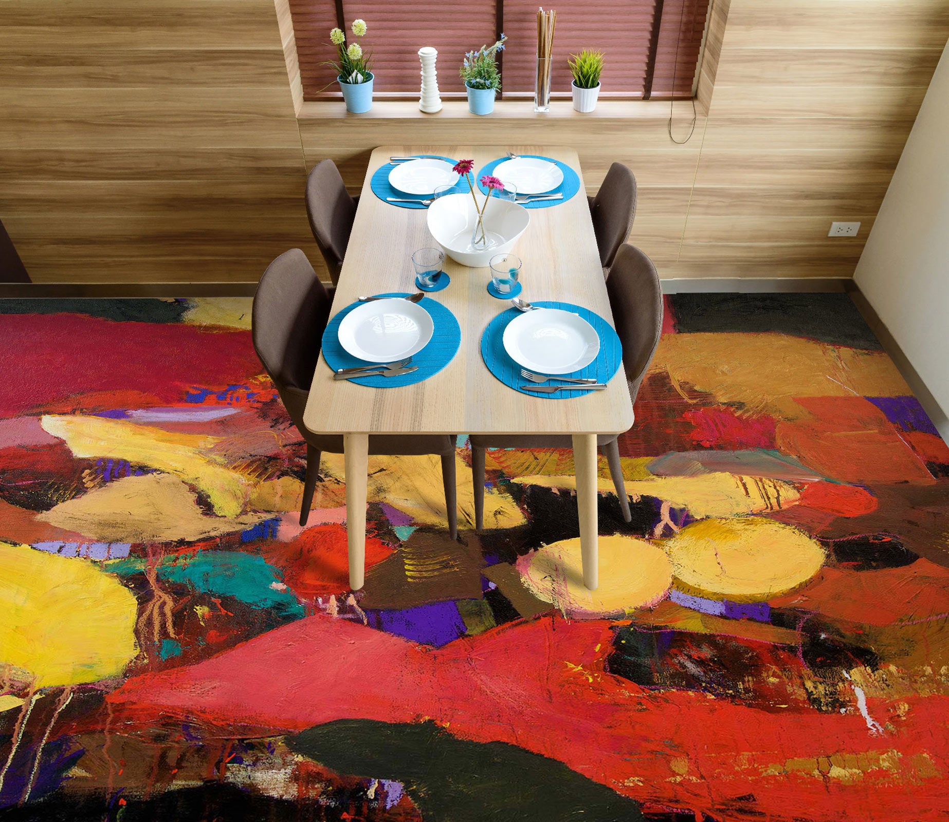3D Red Color Pattern 9640 Allan P. Friedlander Floor Mural