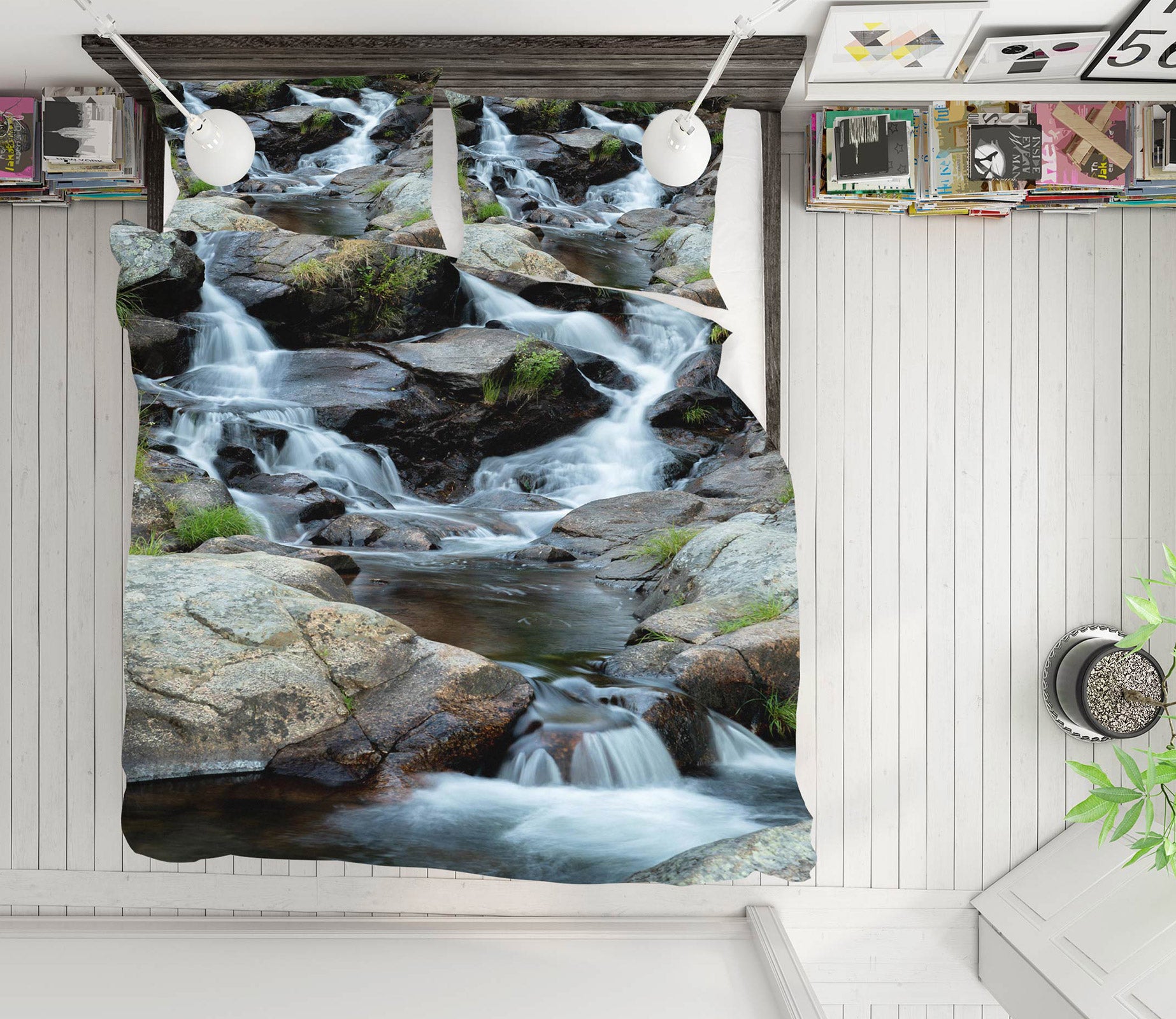 3D Stone Water 15166 Bed Pillowcases Quilt
