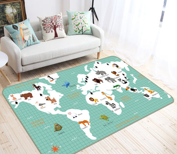 3D White Painted 204 World Map Non Slip Rug Mat Mat AJ Creativity Home 