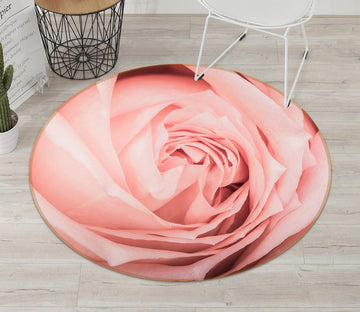 3D Pink Rose Flower 71196 Round Non Slip Rug Mat