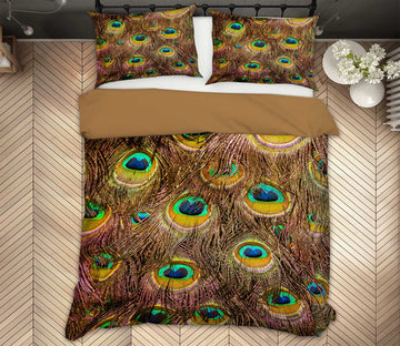 3D Peacock Feather 59228 Bed Pillowcases Quilt