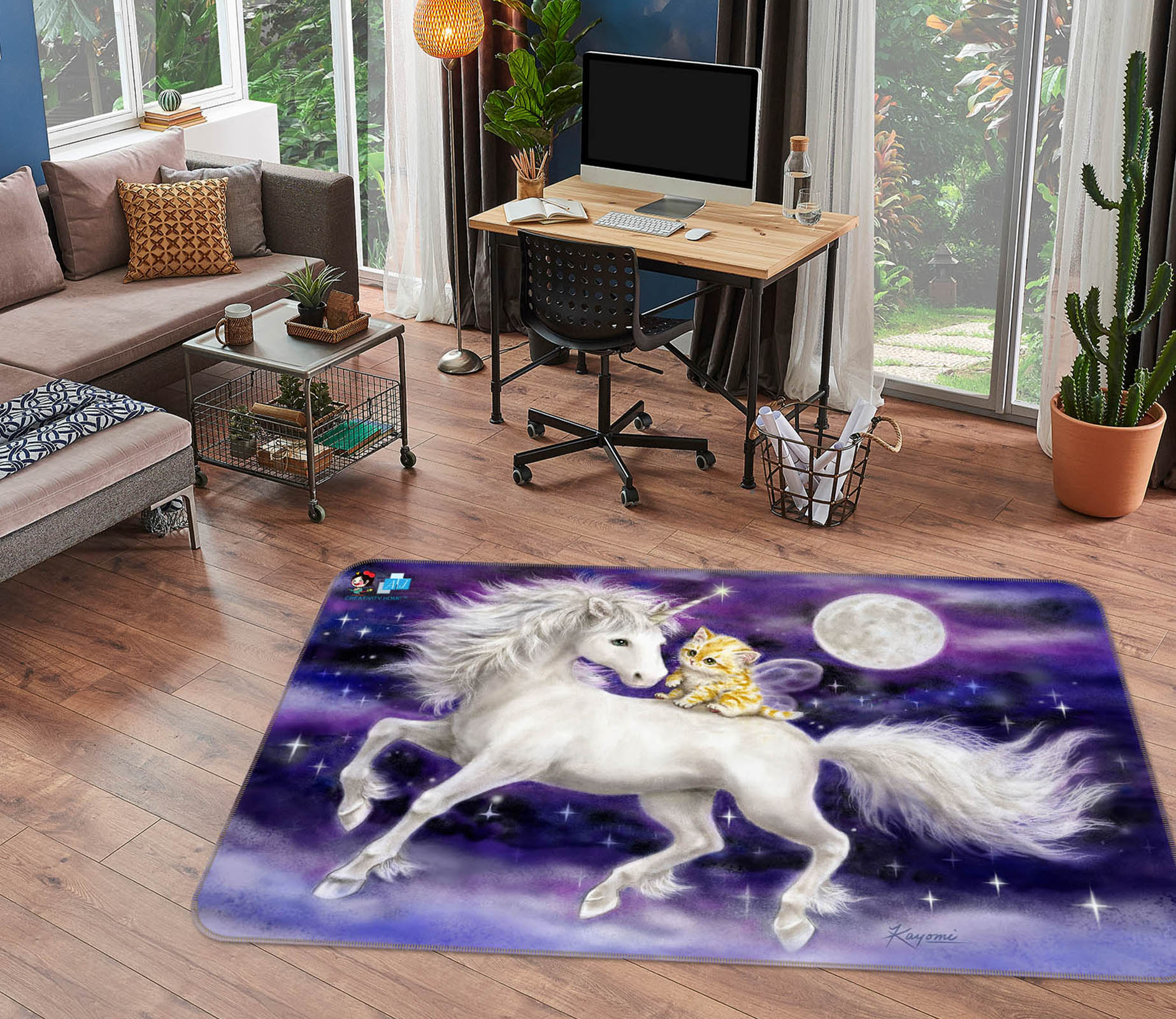3D Unicorn Cat 5644 Kayomi Harai Rug Non Slip Rug Mat