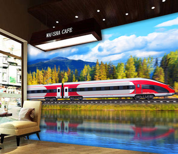 3D Flower Train 168 Vehicle Wall Murals