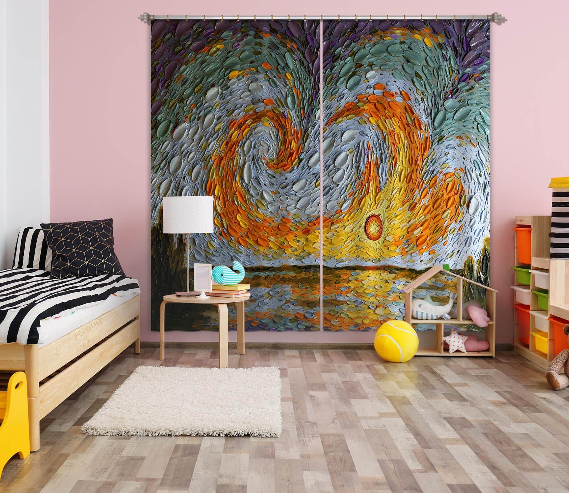 3D Orange Flame 047 Dena Tollefson Curtain Curtains Drapes Curtains AJ Creativity Home 