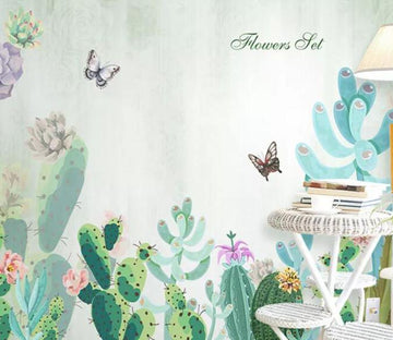 3D Butterfly Green Plant 060 Wall Murals Wallpaper AJ Wallpaper 2 