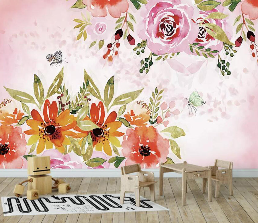 3D Orange Flower WC2159 Wall Murals