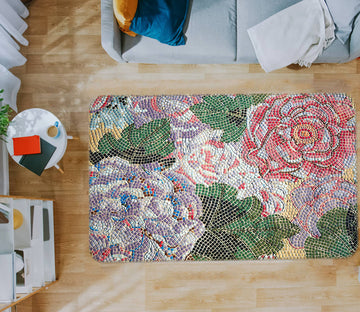 3D Flower Pattern 33014 Non Slip Rug Mat