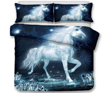 3D Crystal Unicorn 6129 Bed Pillowcases Quilt