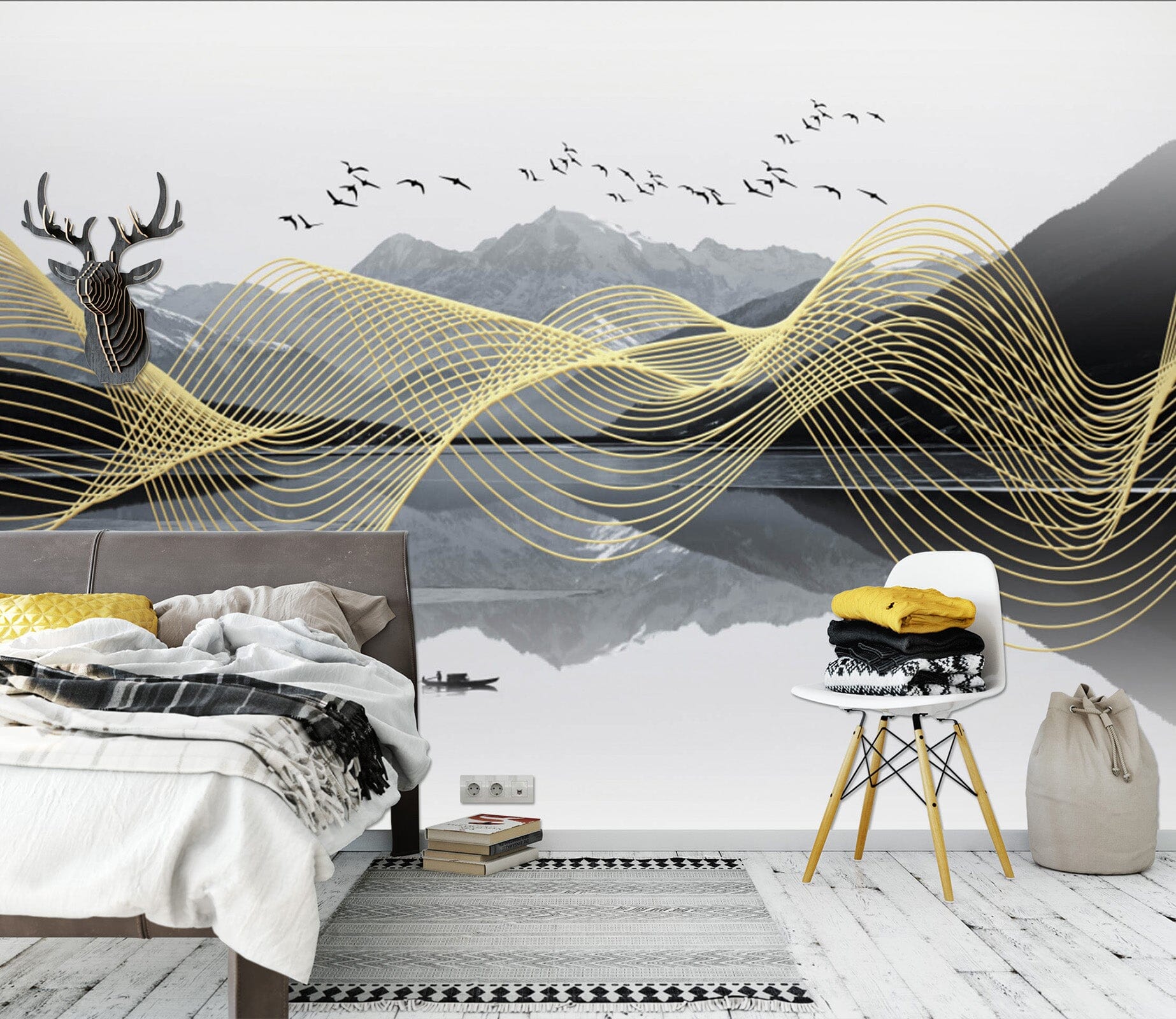 3D Golden Wave 1644 Wall Murals Wallpaper AJ Wallpaper 2 