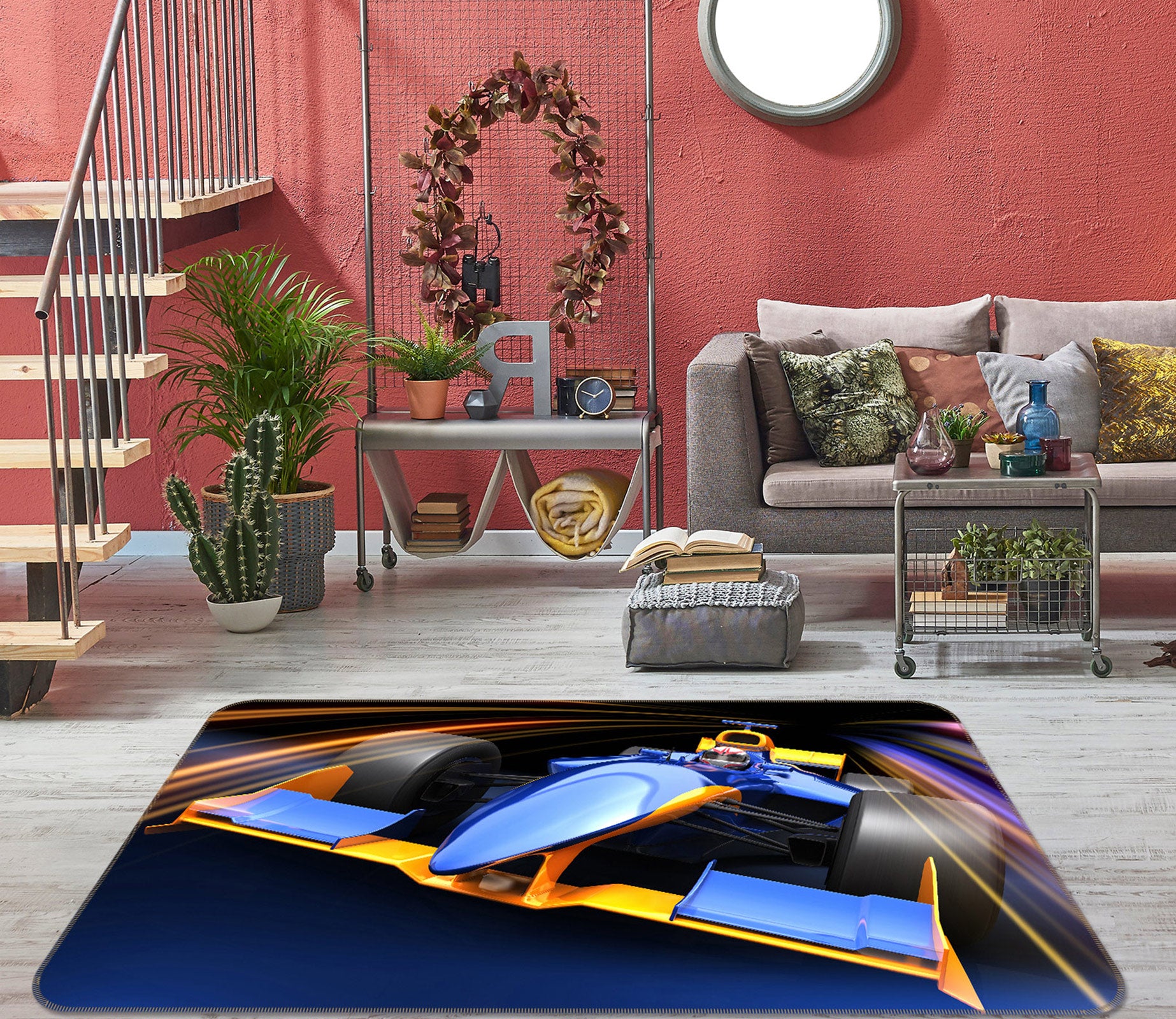 3D Racing Car 67195 Vehicle Non Slip Rug Mat