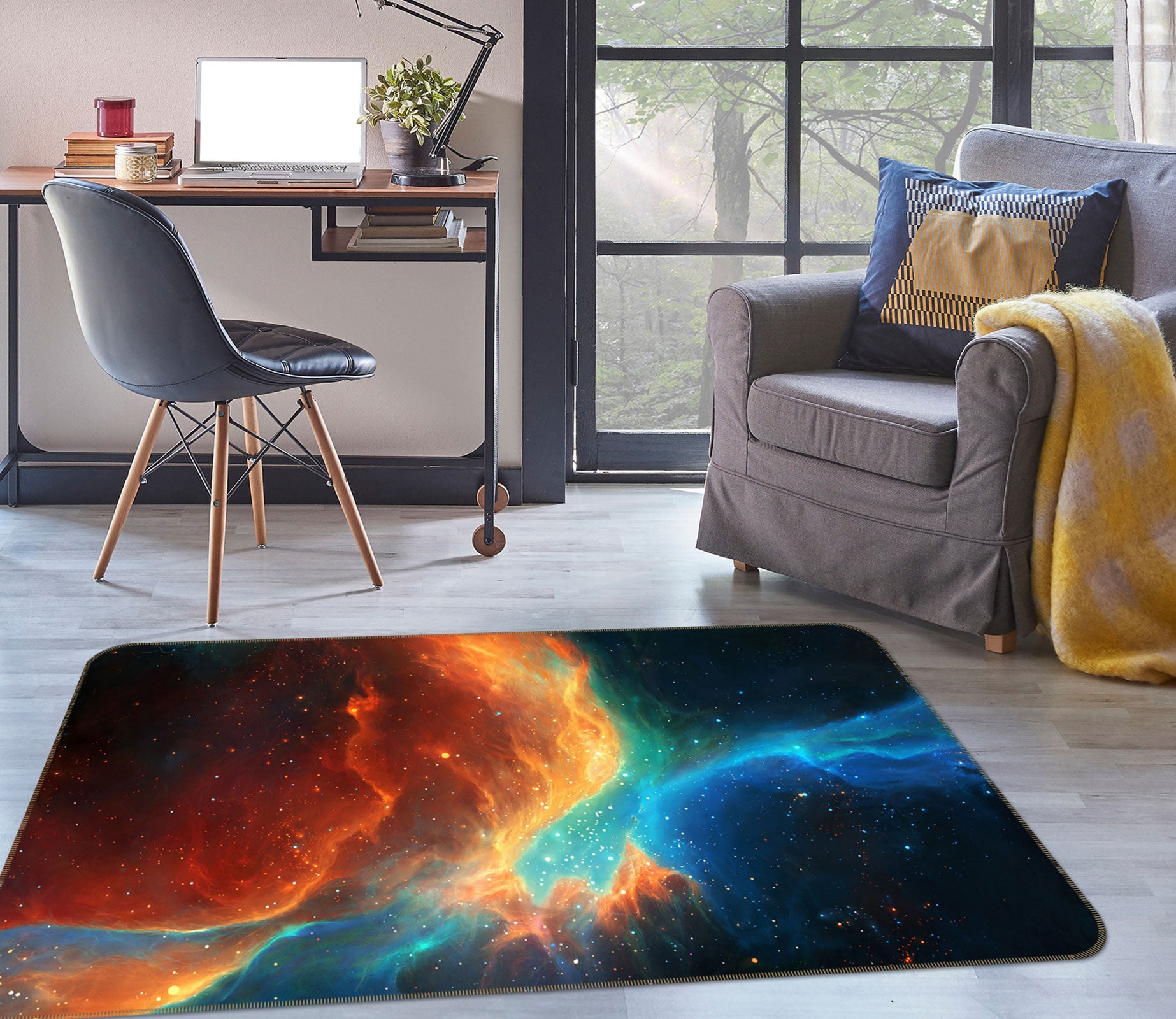 3D Blue Starry Sky 26226 Non Slip Rug Mat