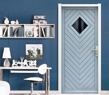 3D Light Blue Diamond Door 22230 Door Mural