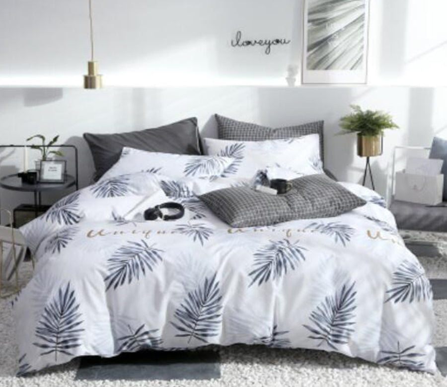 3D Dark Gray Leaves 16056 Bed Pillowcases Quilt