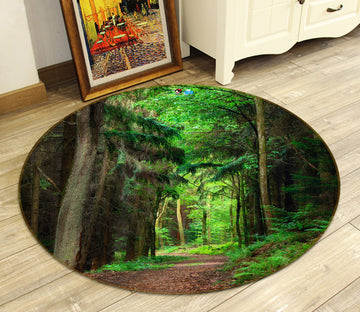 3D Forest Path 74159 Round Non Slip Rug Mat