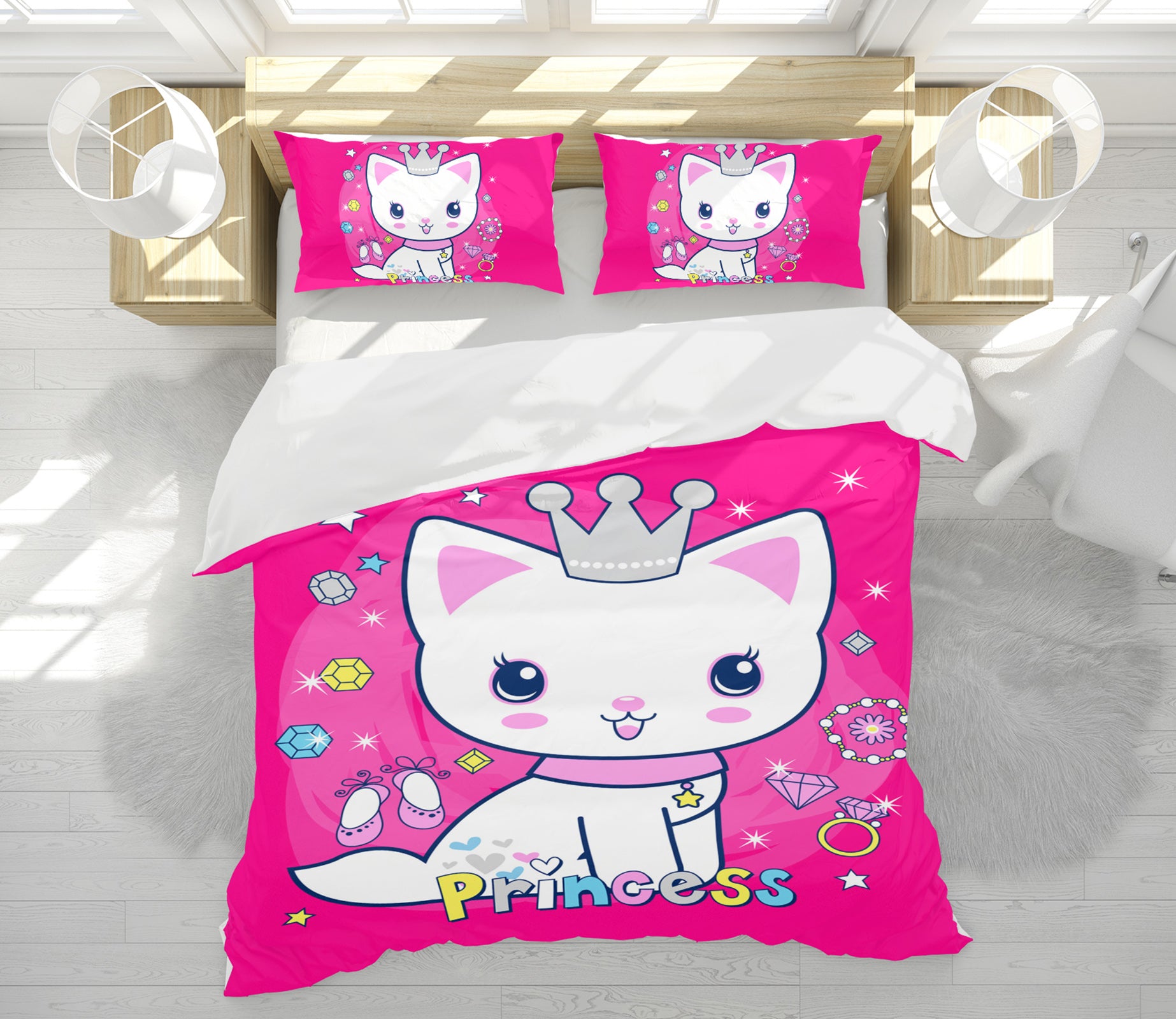 3D Crown Cat 58207 Bed Pillowcases Quilt