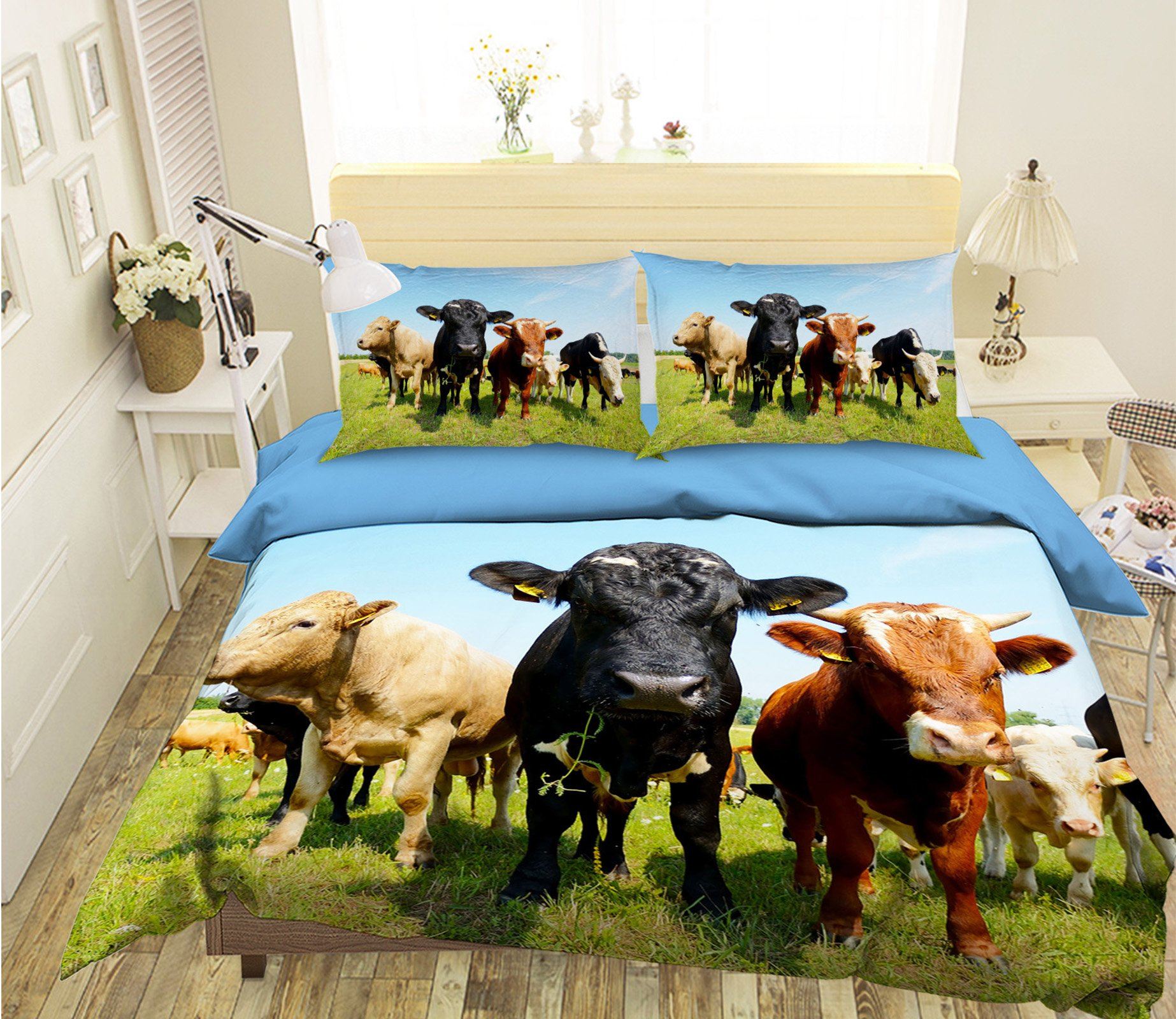 3D Herd Cows 1931 Bed Pillowcases Quilt Quiet Covers AJ Creativity Home 