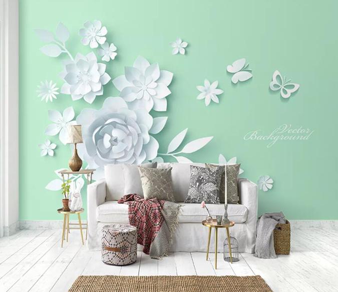 3D White Flowers 428 Wall Murals Wallpaper AJ Wallpaper 2 