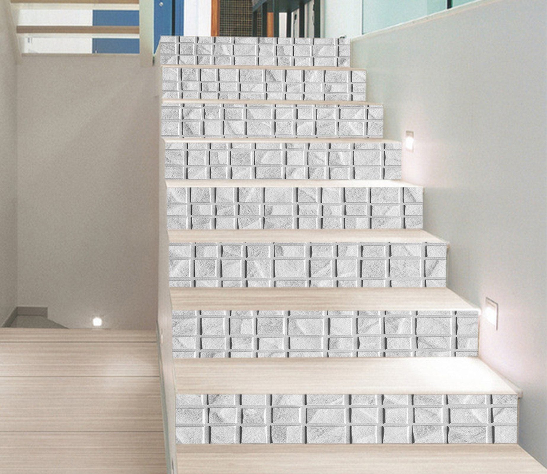 3D Quadrilateral Array 875 Marble Tile Texture Stair Risers Wallpaper AJ Wallpaper 