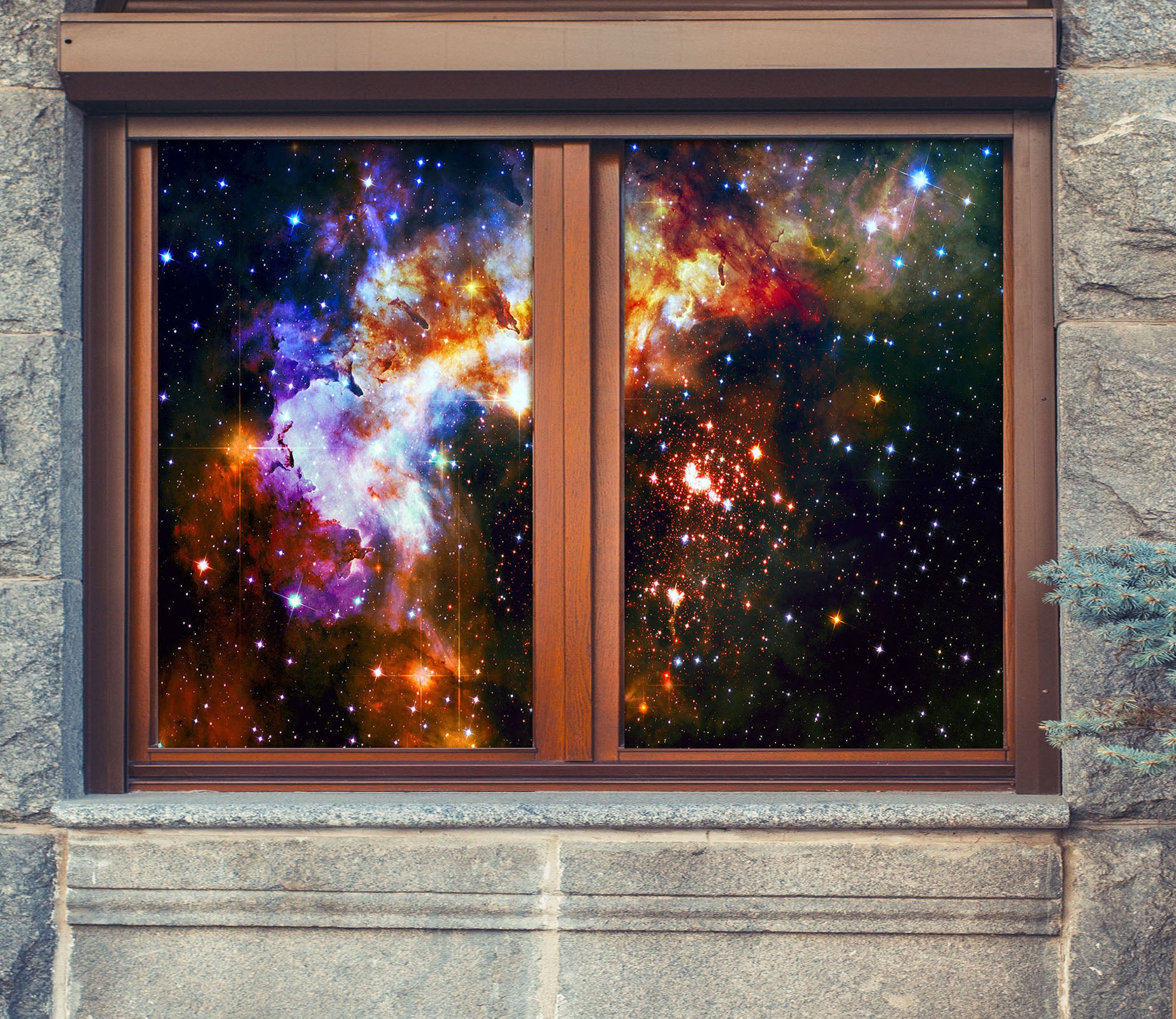 3D Cosmic Stars 381 Window Film Print Sticker Cling Stained Glass UV Block