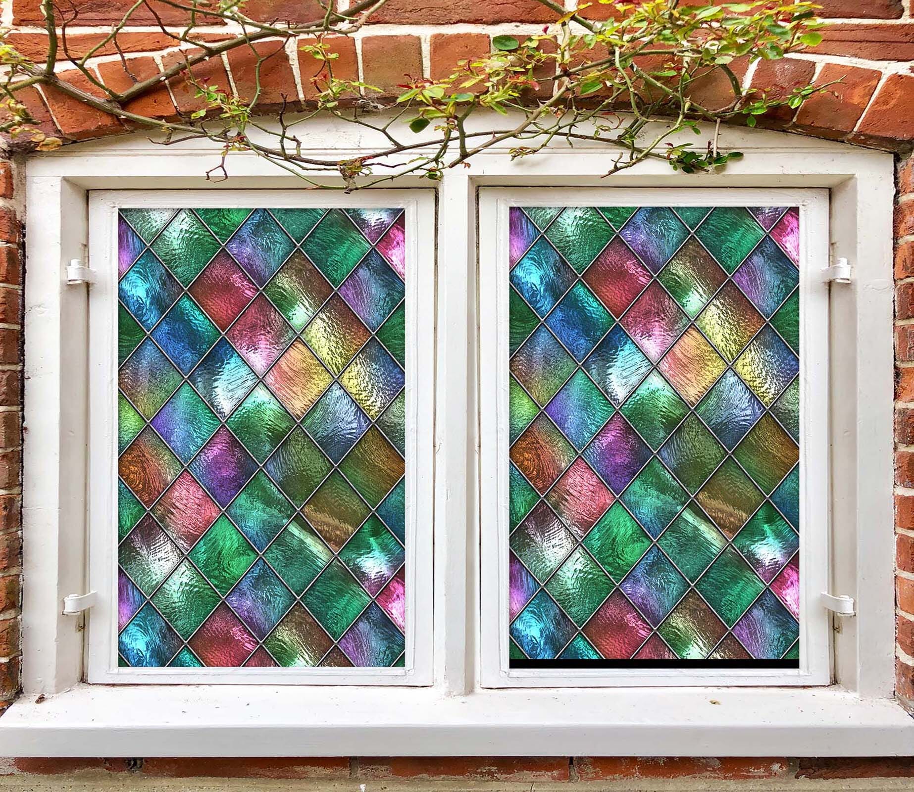 3D Colored Diamond 432 Window Film Print Sticker Cling Stained Glass UV Block Wallpaper AJ Wallpaper 2 