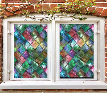 3D Colored Diamond 432 Window Film Print Sticker Cling Stained Glass UV Block