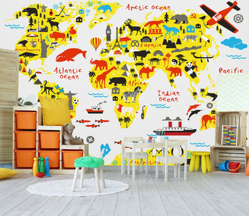 3D Aircraft Animal 2045 World Map Wall Murals Wallpaper AJ Wallpaper 2 