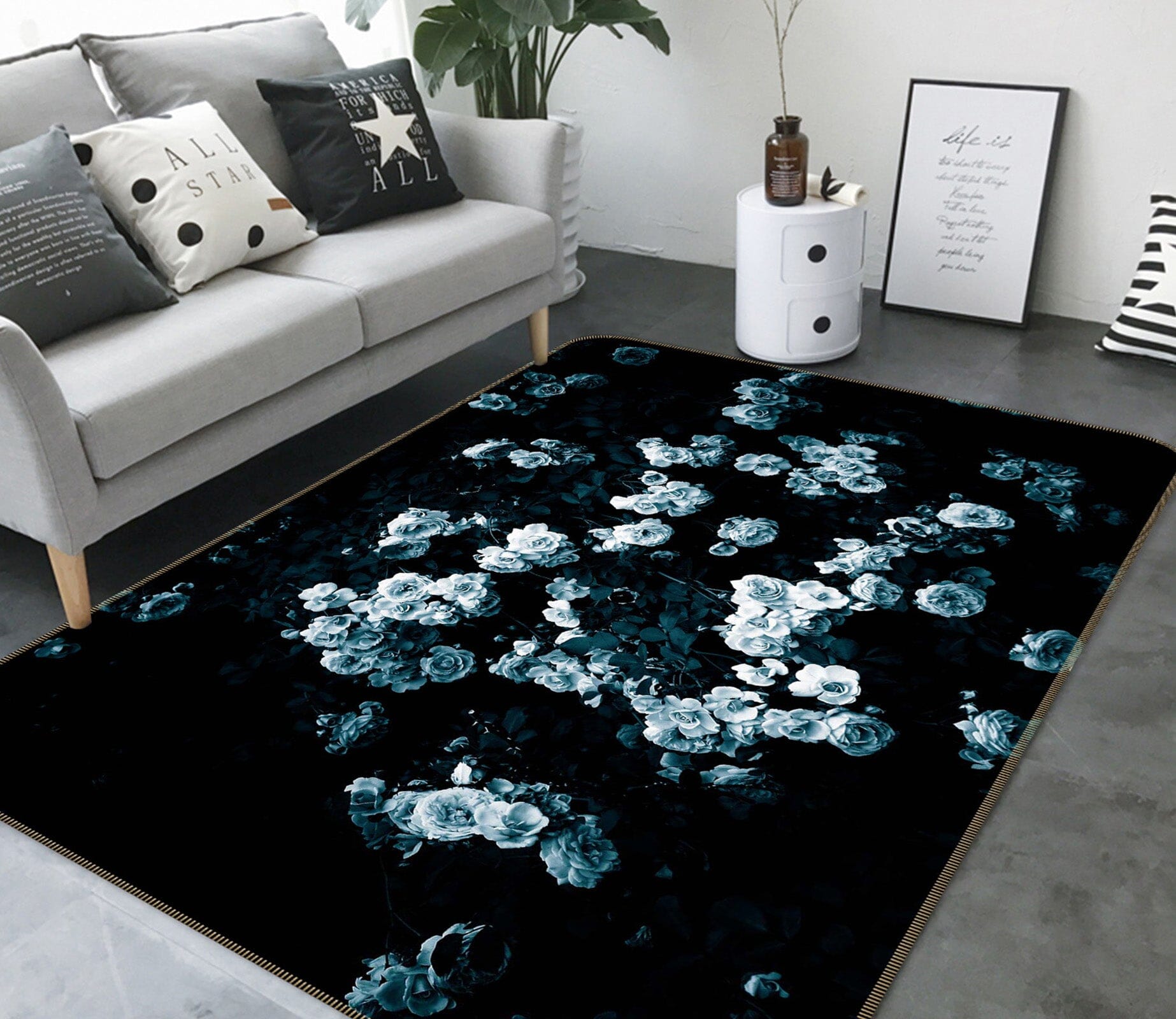 3D Valentine Rose 1007 Noirblanc777 Rug Non Slip Rug Mat Mat AJ Creativity Home 