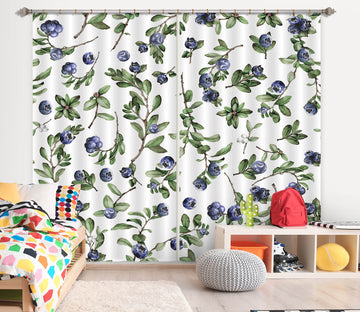 3D Blueberry Leaves 269 Uta Naumann Curtain Curtains Drapes