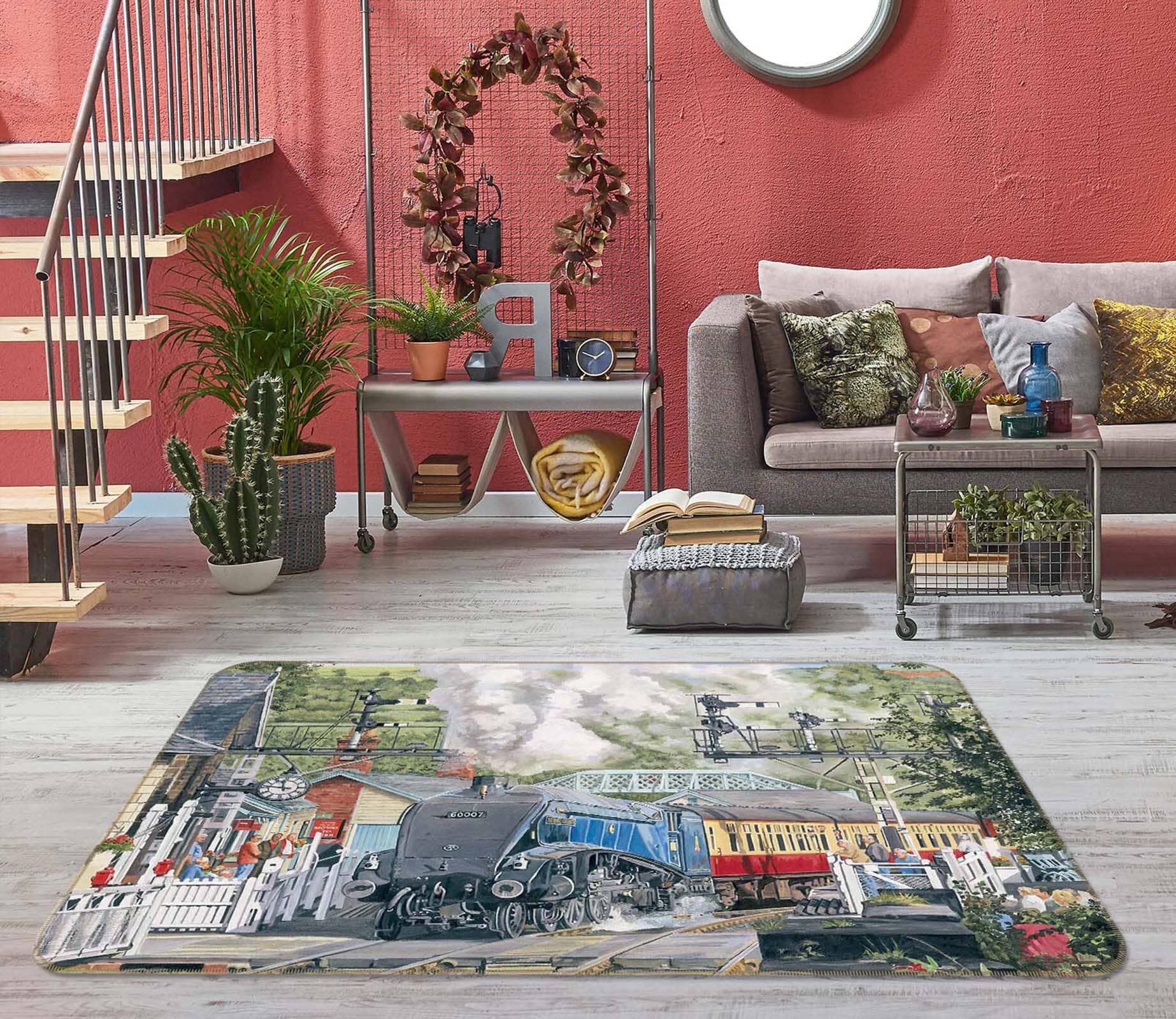 3D Train 1100 Trevor Mitchell Rug Non Slip Rug Mat Mat AJ Creativity Home 