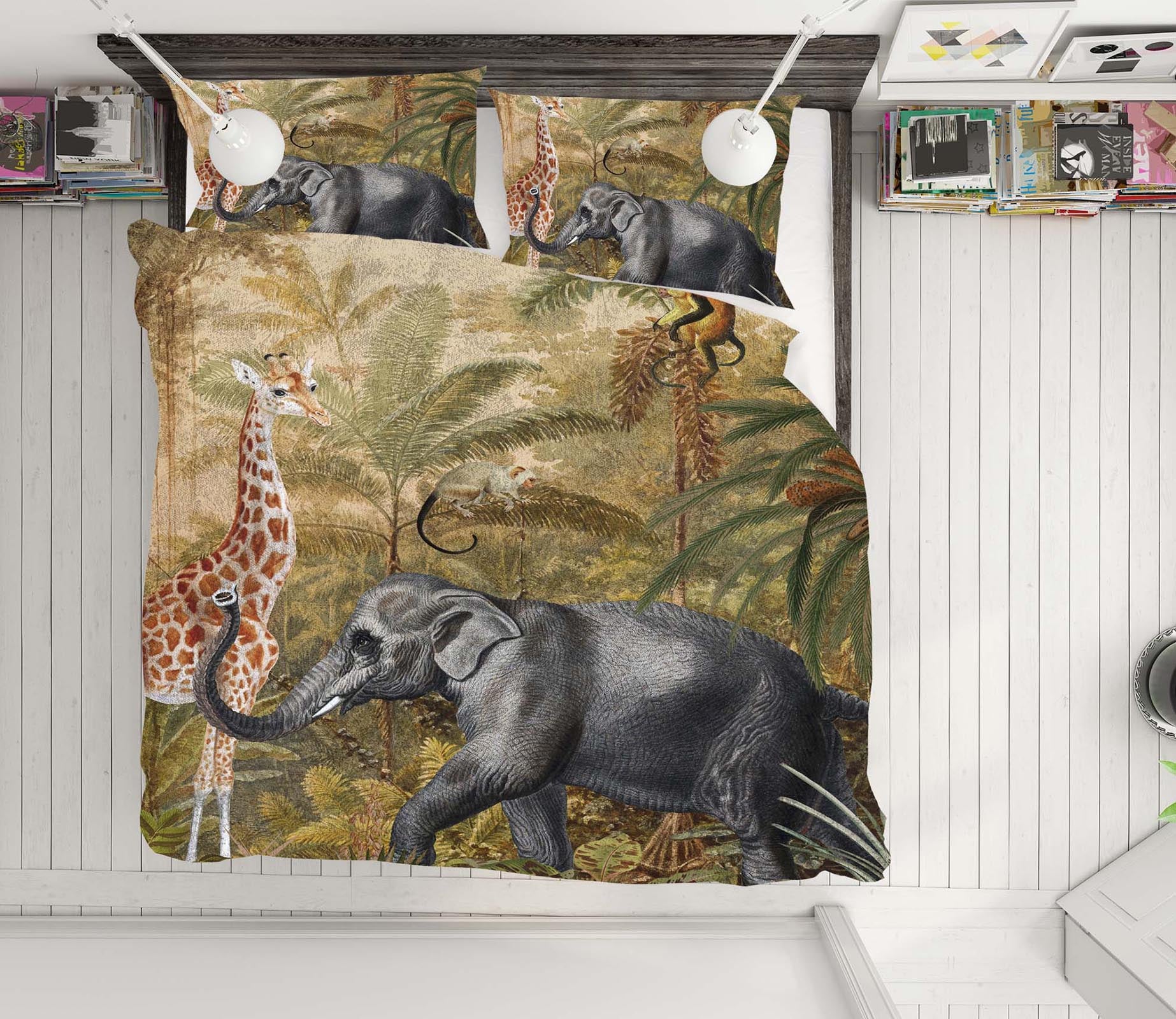 3D Elephant Giraffe 18149 Uta Naumann Bedding Bed Pillowcases Quilt